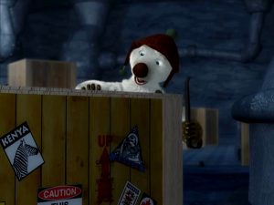 A scene from the animated series "South of the North Pole," showcasing vibrant characters and whimsical landscapes in a trailer.