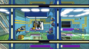 A snapshot from "Bad Bit," illustrating a 3D world where living bits, represented as 0 and 1, thrive inside a computer.