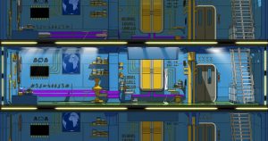 A scene from "Bad Bit," depicting 3D animated living bits represented as 0 and 1 inside a vibrant computer world.