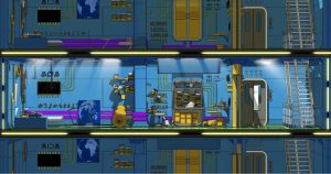 Frame from "Bad Bit," showcasing animated 0 and 1 as lively bits within a colorful, digital computer environment.