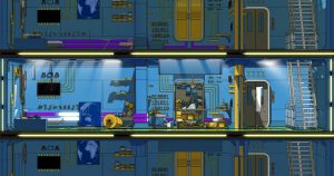 A snapshot from "Bad Bit," illustrating 3D animated bits, 0 and 1, thriving in a dynamic, computer-generated world.